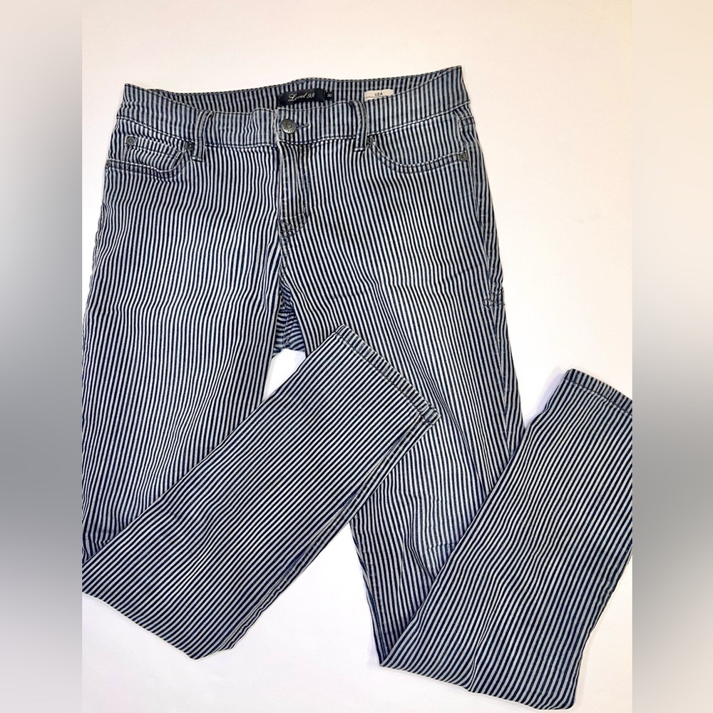 🎆3for$20 Striped Blue & Grey Denim Skinny Jeans - Level 99 Anthropologie Pants